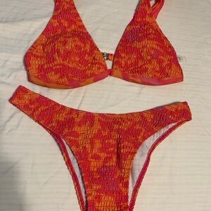 Vibrant Orange and Pink Bikini Set